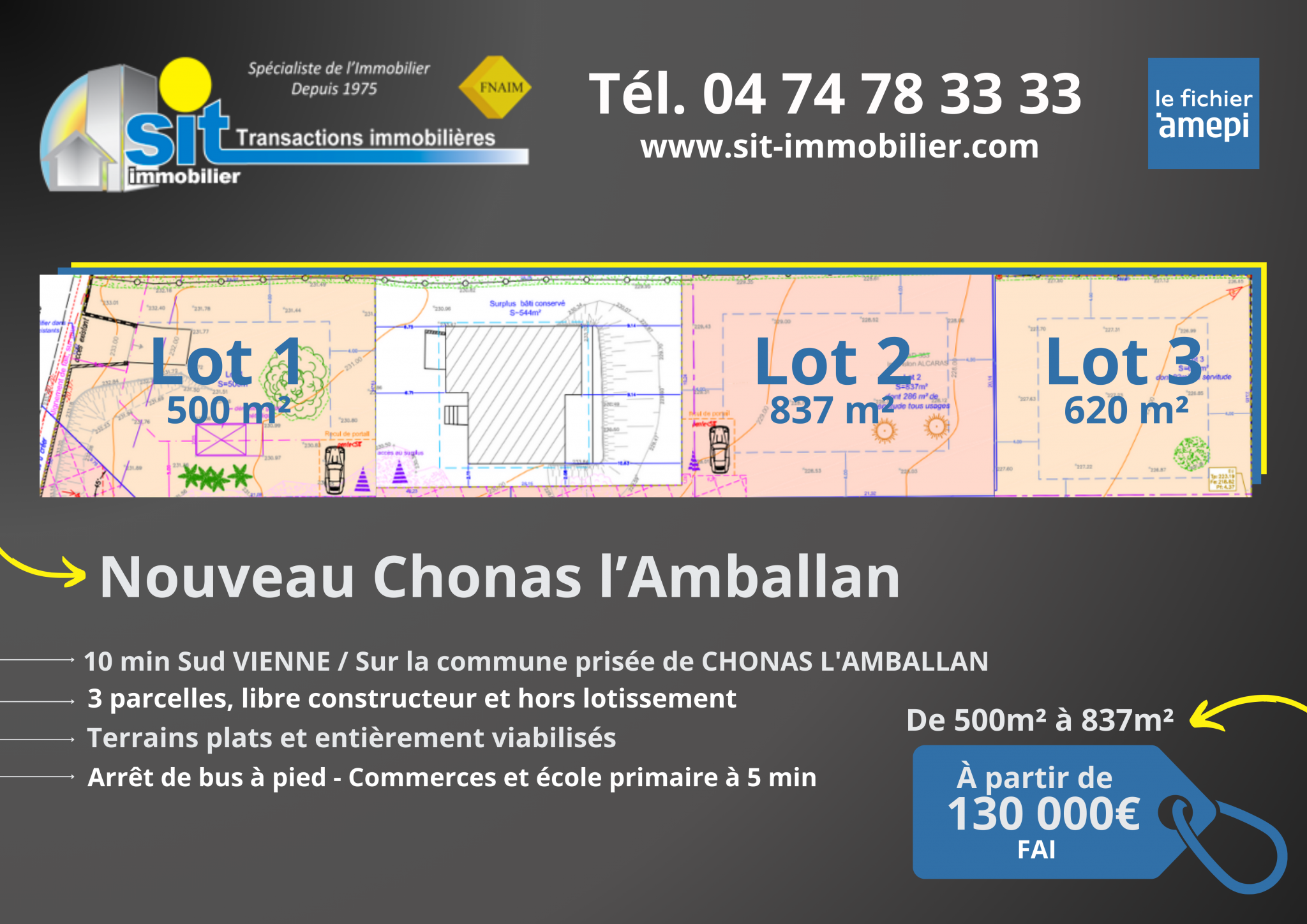 vente terrain CHONAS L AMBALLAN
